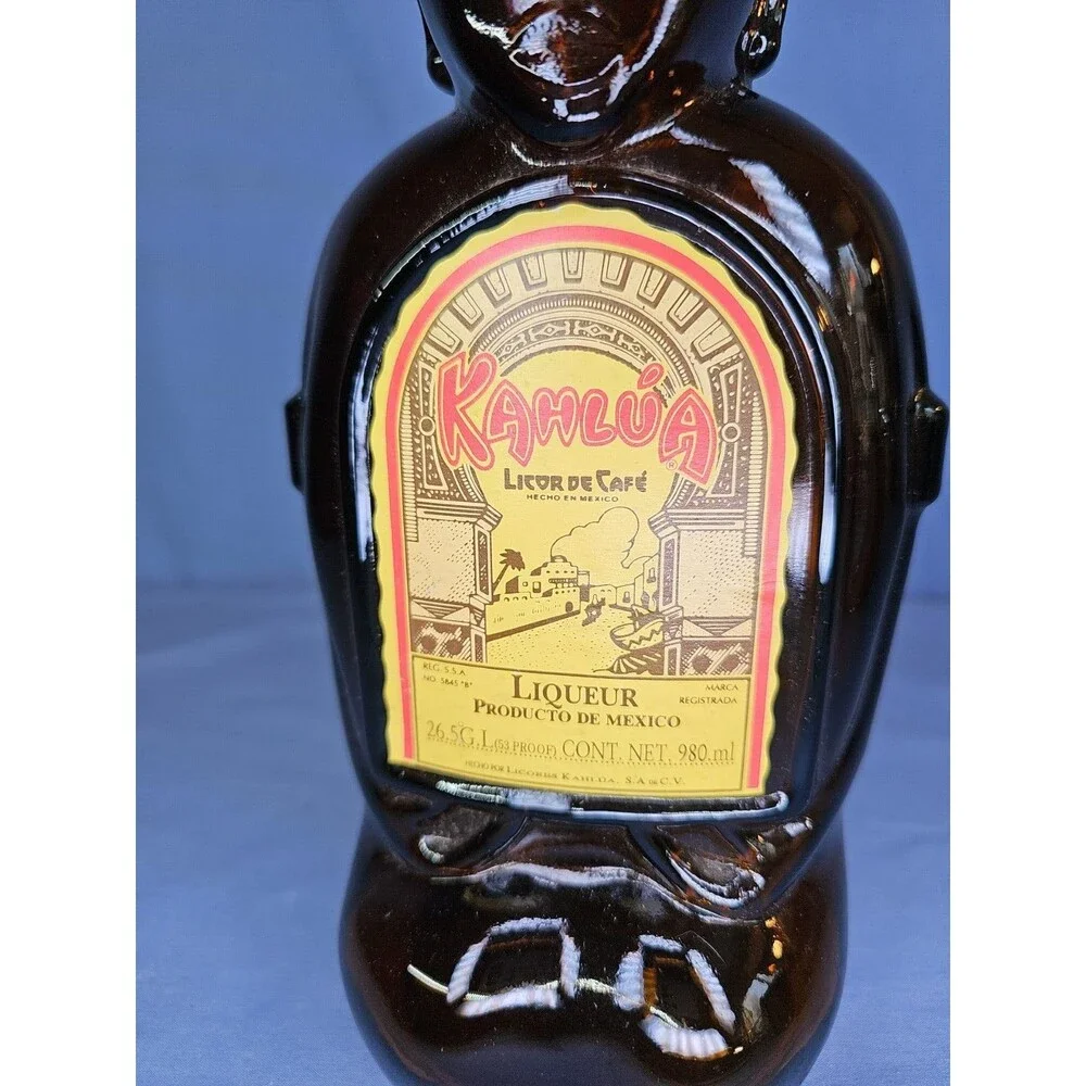 Coffee Liquor KAHLUA Bottle Aztec Decanter Mexico Made 980ml 34 oz VTG Heritage